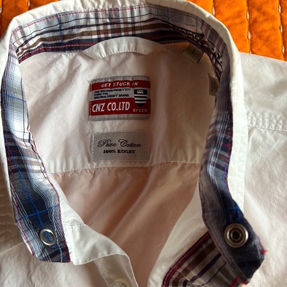 Canterbury of New Zealand Rugby men’s white cotton snap/button shirt L - Picture 2 of 4